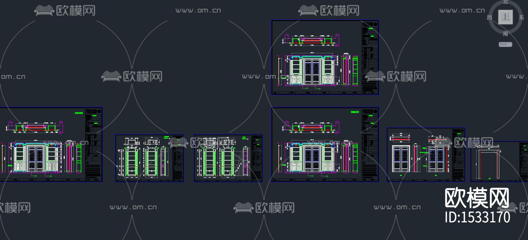 书柜展示柜储物柜cad图纸下载（渲染图1）