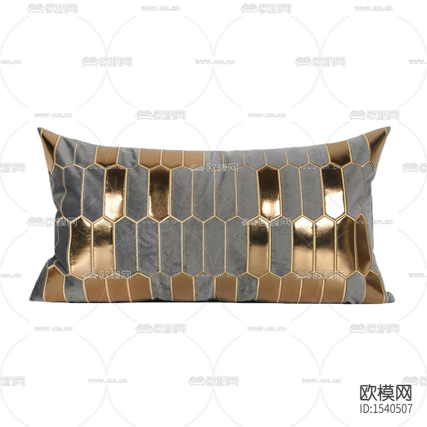 现代轻奢绒布金属贴布绣花抱枕下载