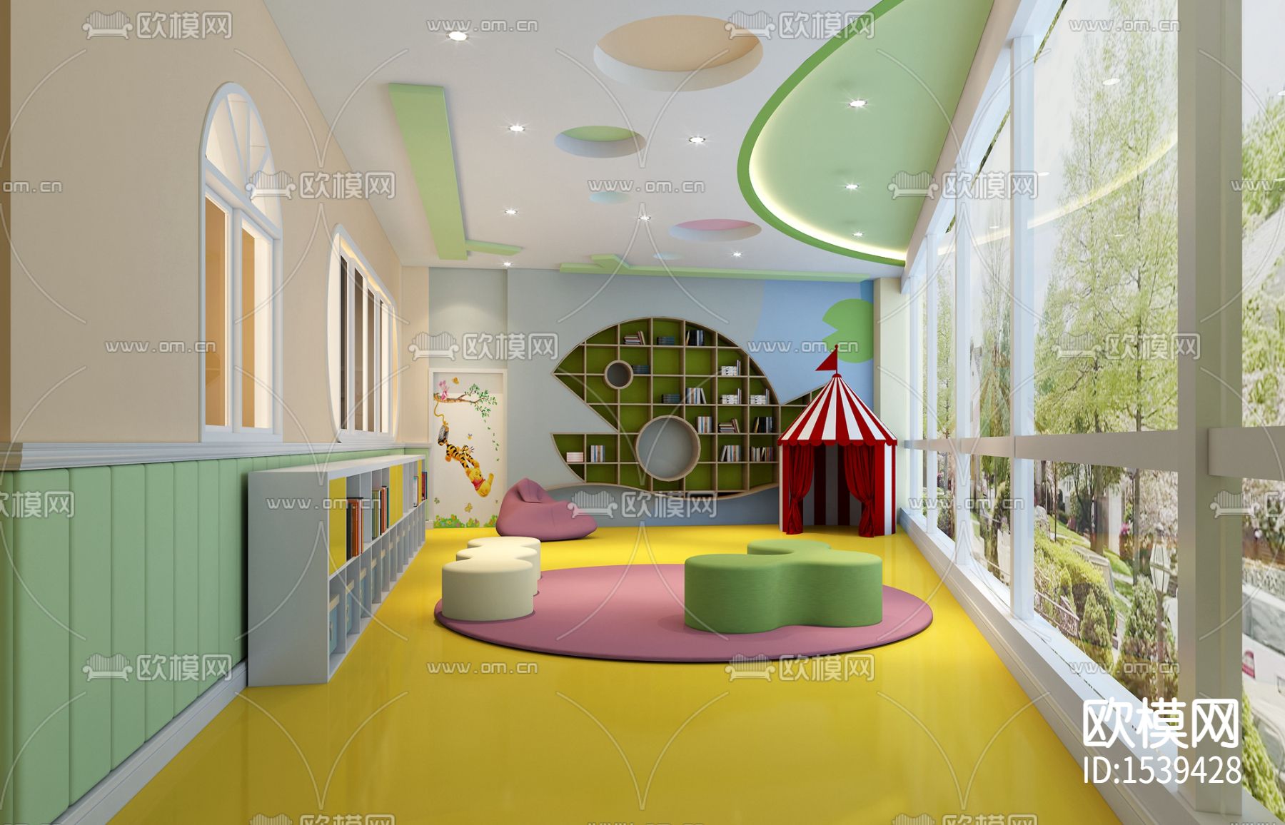 巴中第二所红太阳幼儿园cad施工图下载（渲染图5）