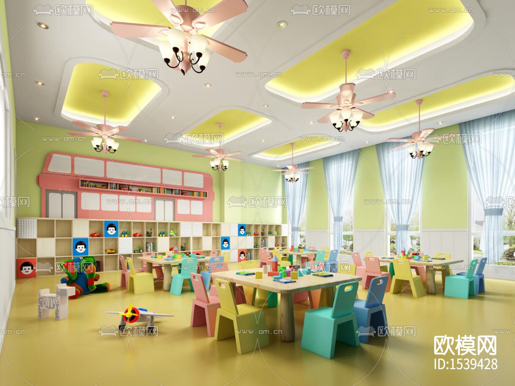 巴中第二所红太阳幼儿园cad施工图下载（渲染图2）