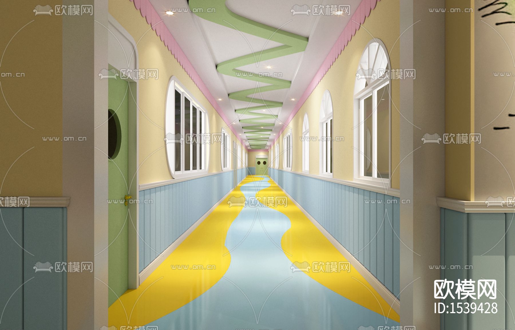 巴中第二所红太阳幼儿园cad施工图下载（渲染图3）