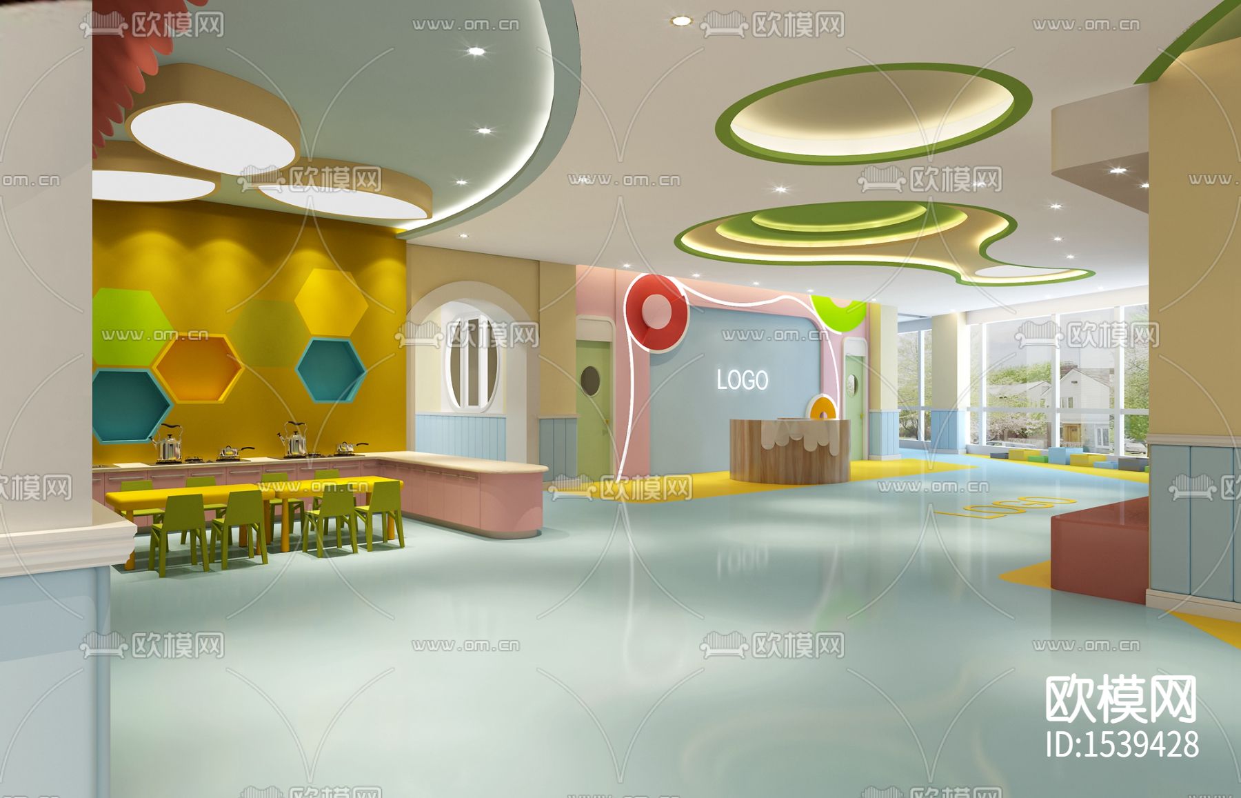 巴中第二所红太阳幼儿园cad施工图下载（渲染图1）