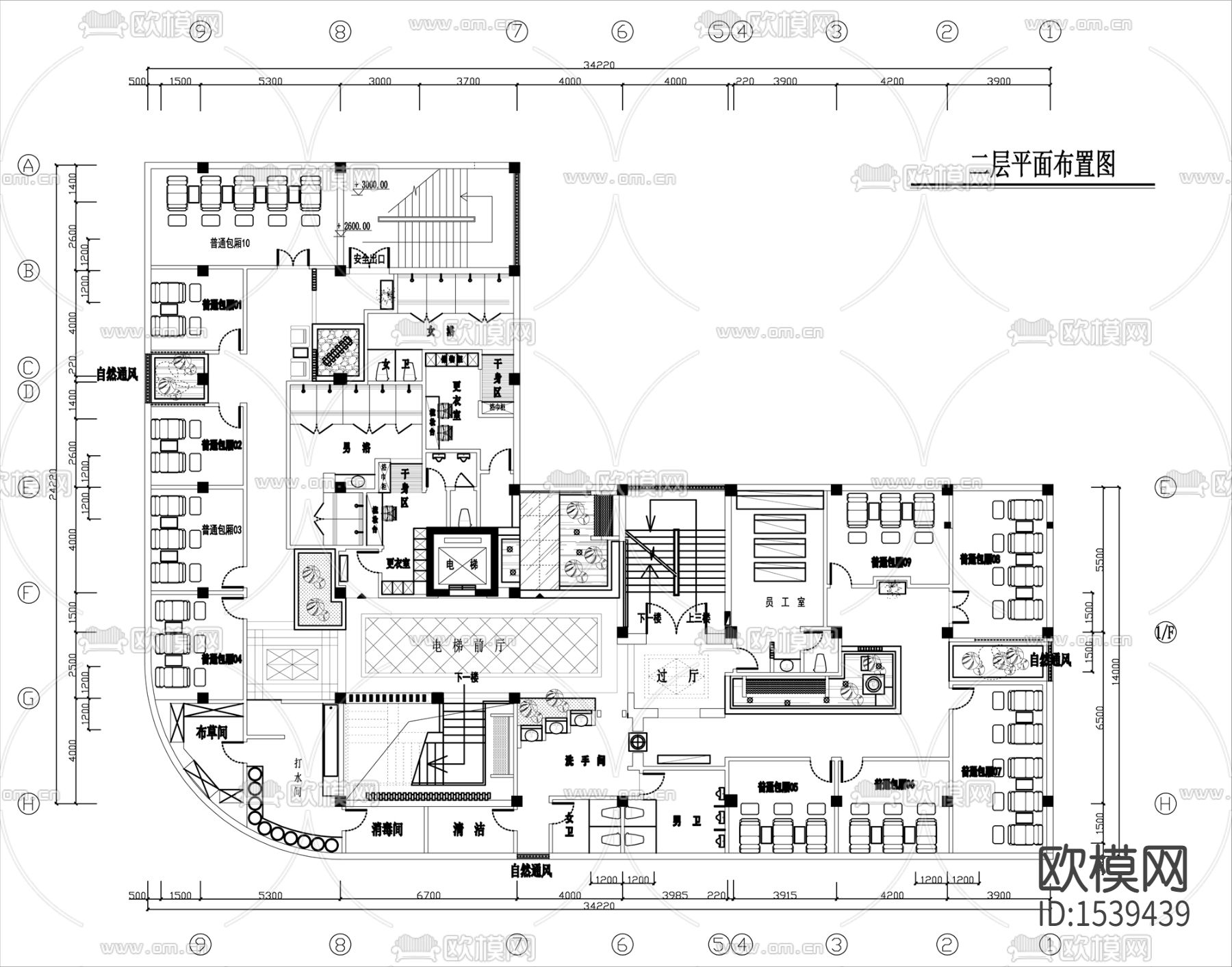足浴店设计cad施工图