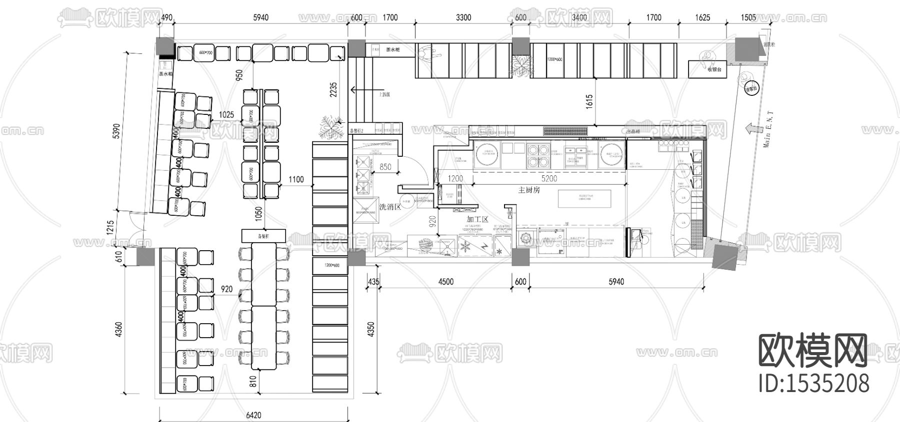 深圳网红餐厅cad施工图下载（渲染图1）