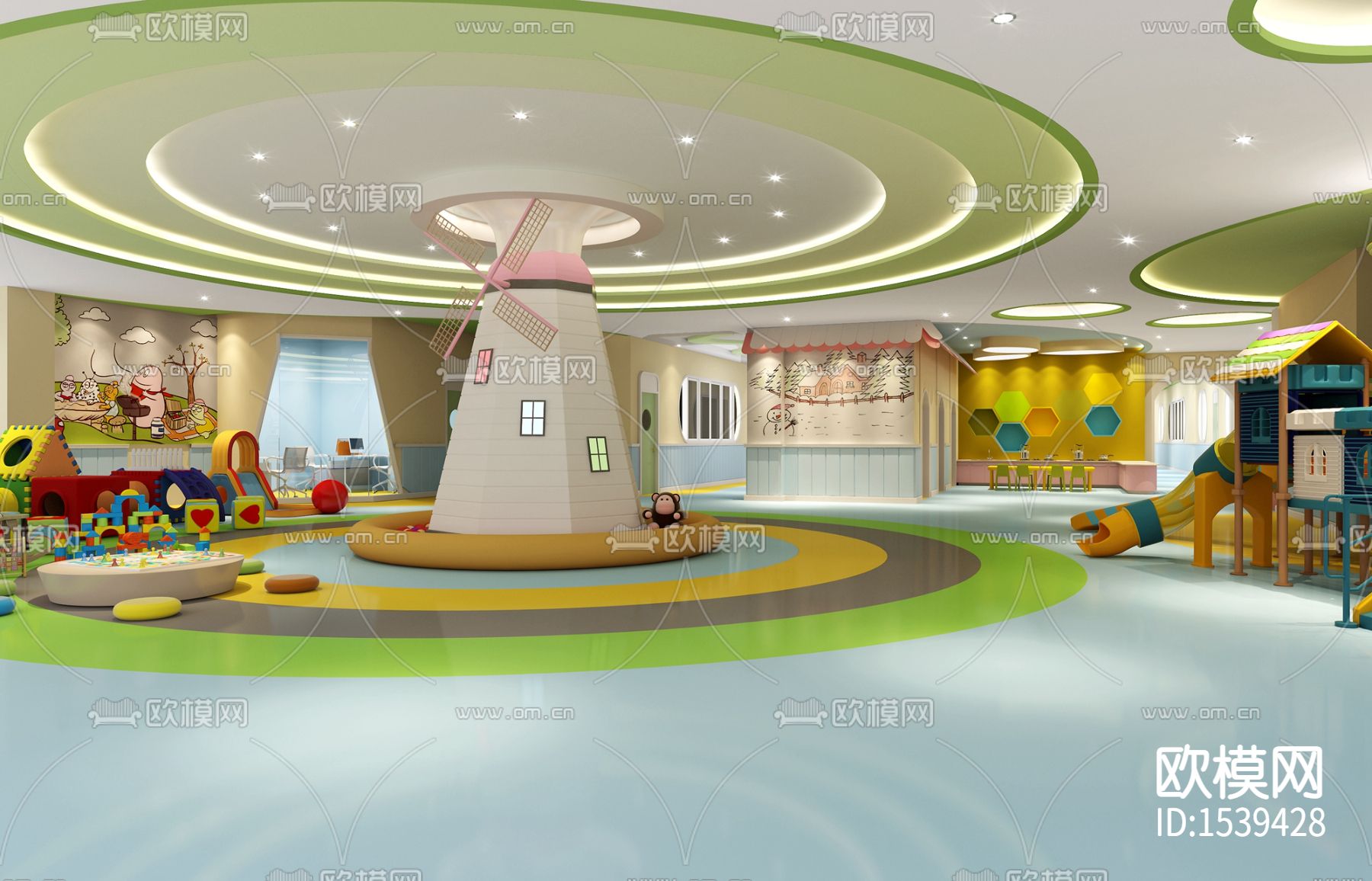 巴中第二所红太阳幼儿园cad施工图下载（渲染图4）