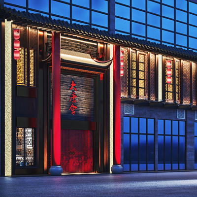 vr中式会所门头夜景3d模型id:10022539对比下载vr中式餐厅门头夜景