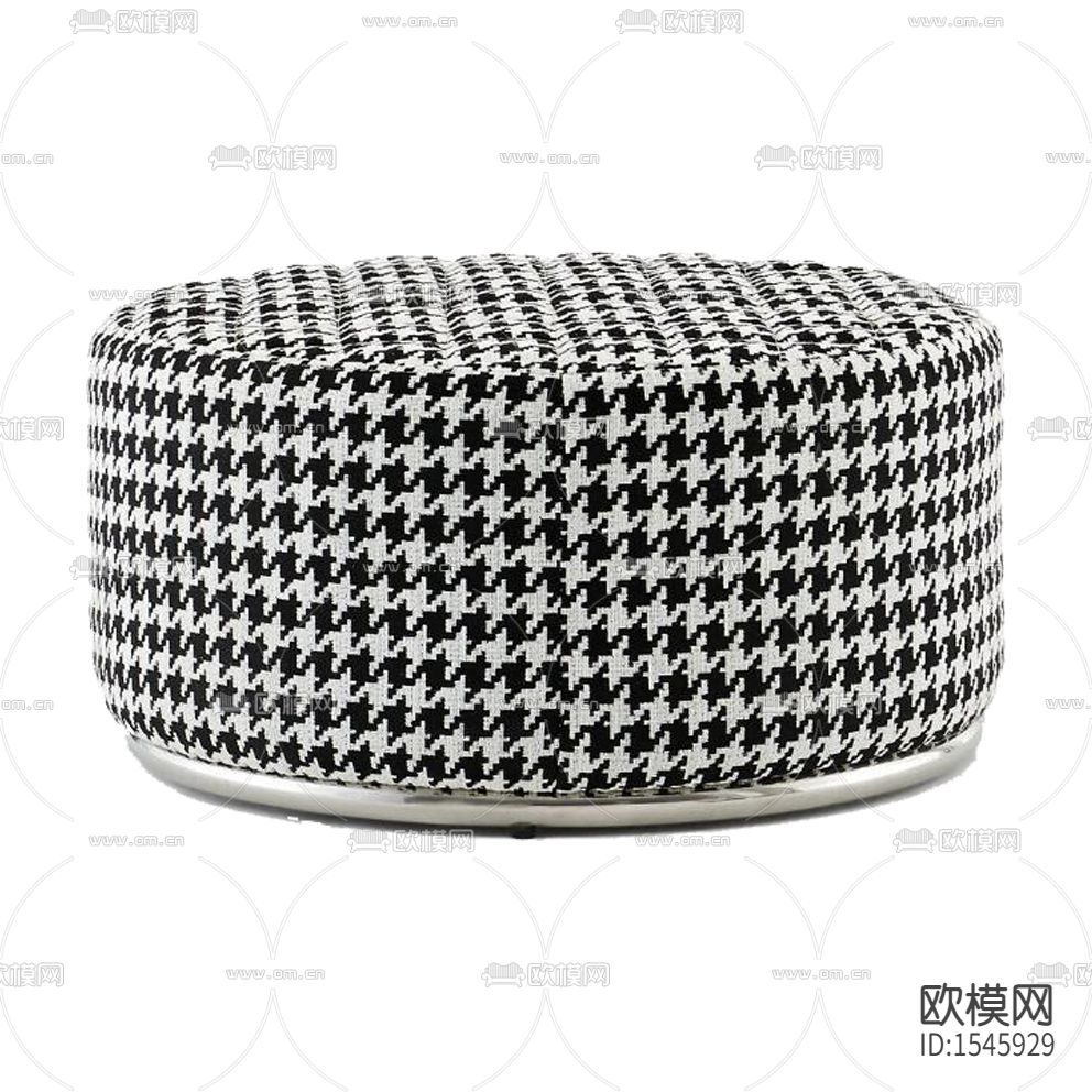 现代轻奢黑白格子布艺沙发凳