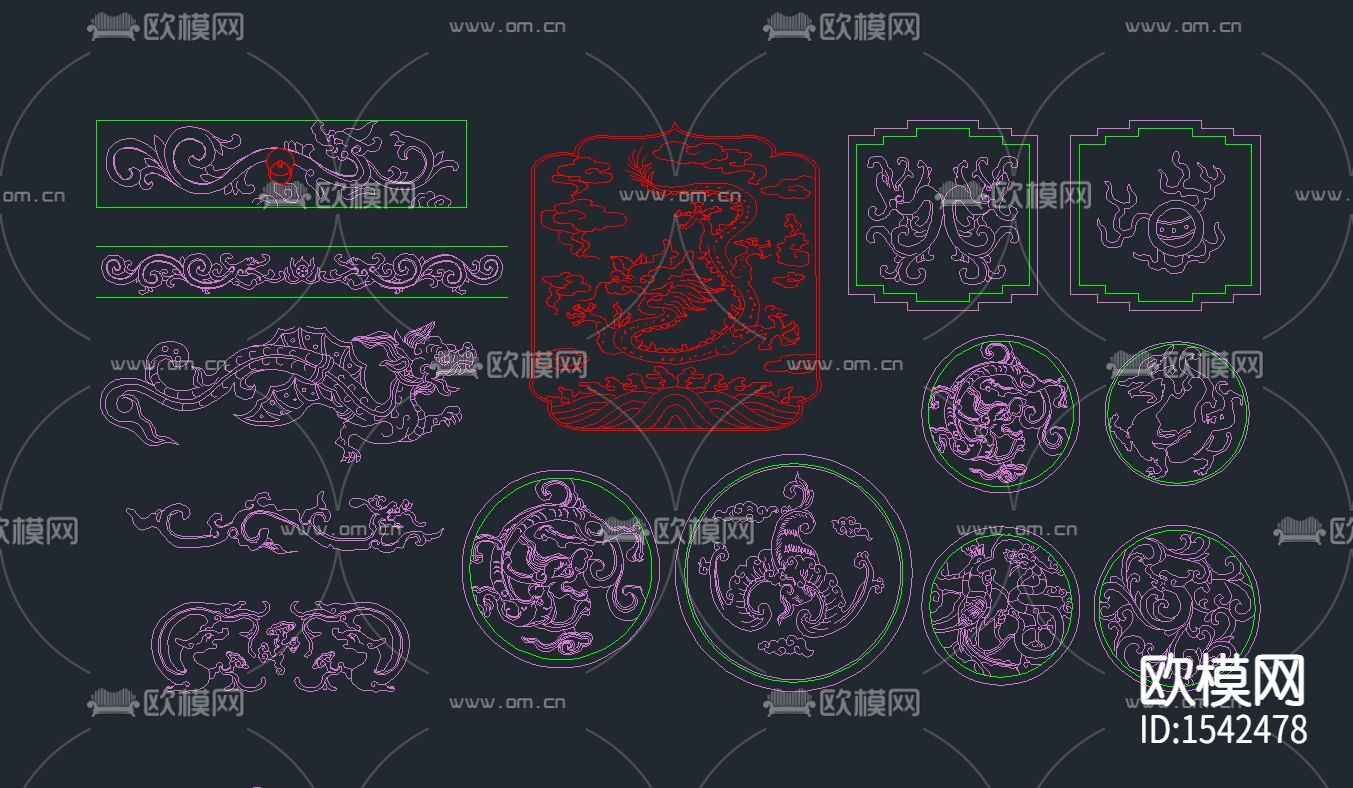 新中式绘图素材cad图库下载（渲染图1）