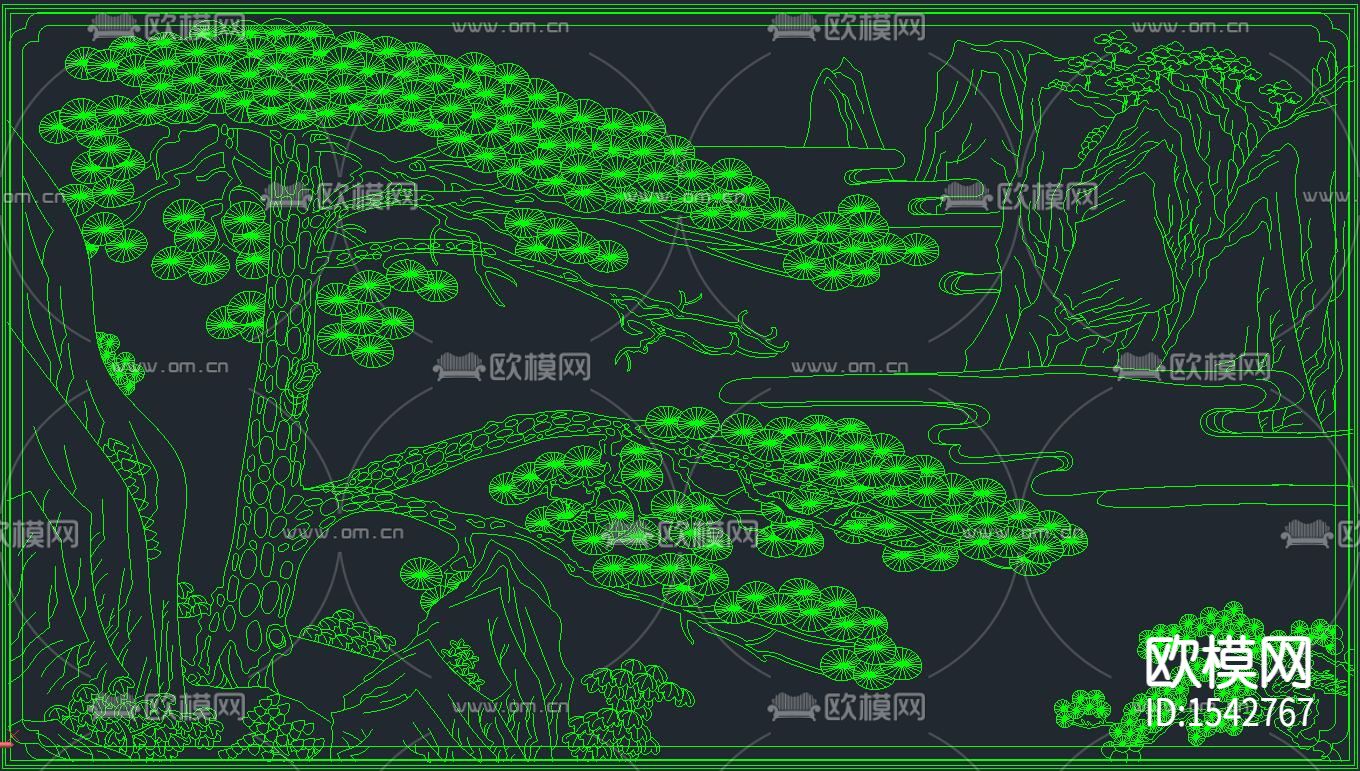 迎客松cad图库下载（渲染图5）