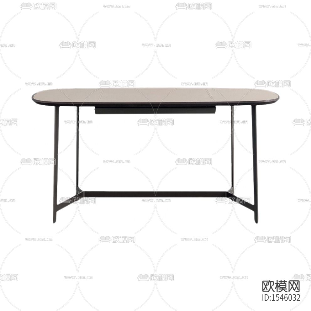 北欧极简黑色实木杏色台面书桌