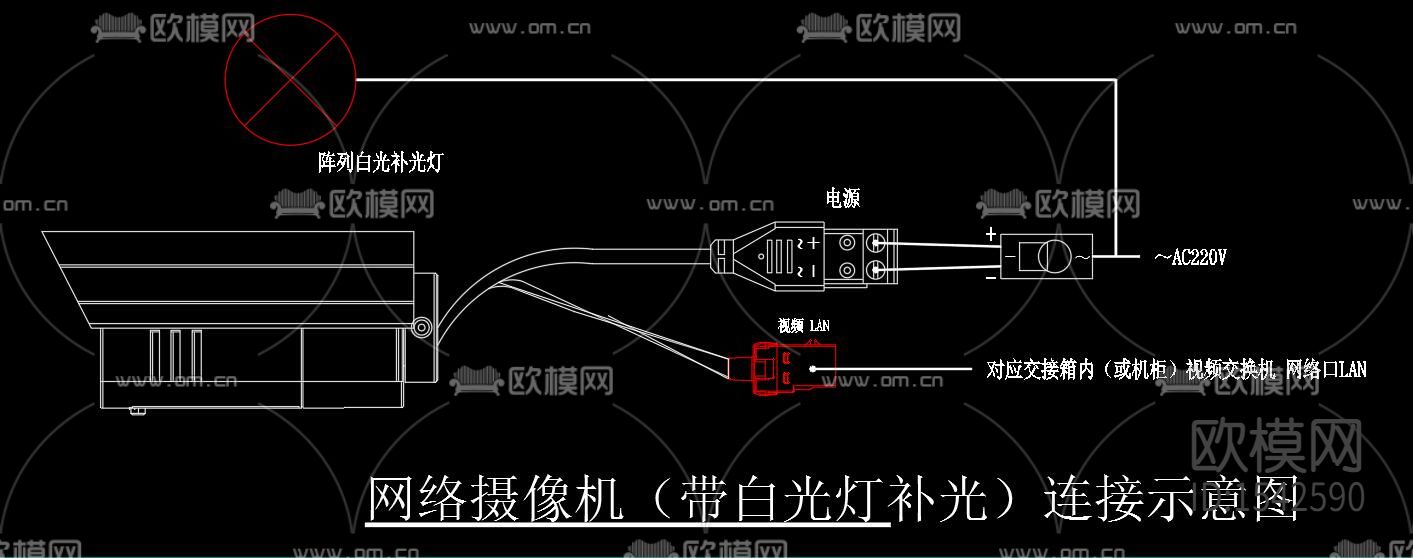 视频监控接线图cad图库下载（渲染图2）