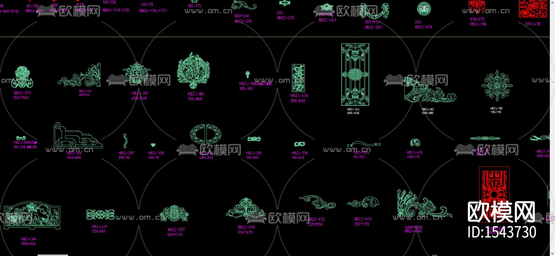 铁艺花纹cad图库下载（渲染图3）