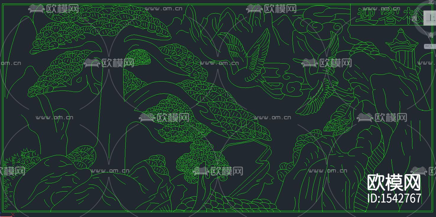 迎客松cad图库下载（渲染图2）