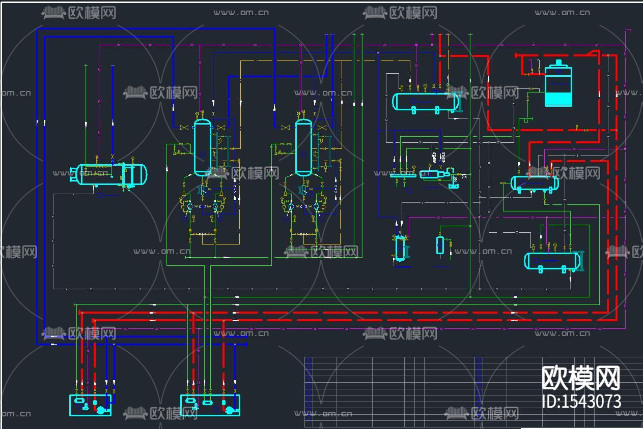 制冷库制冷原理cad施工图下载（渲染图8）