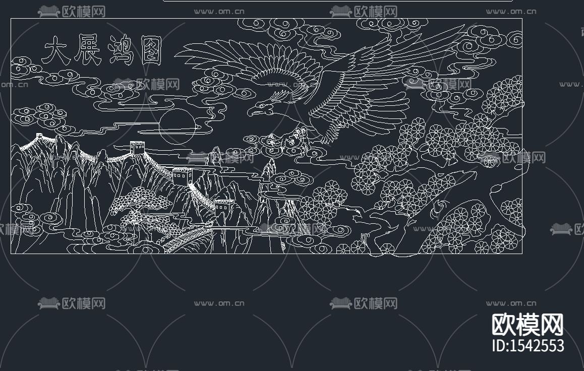 中式雕刻cad图库下载（渲染图5）