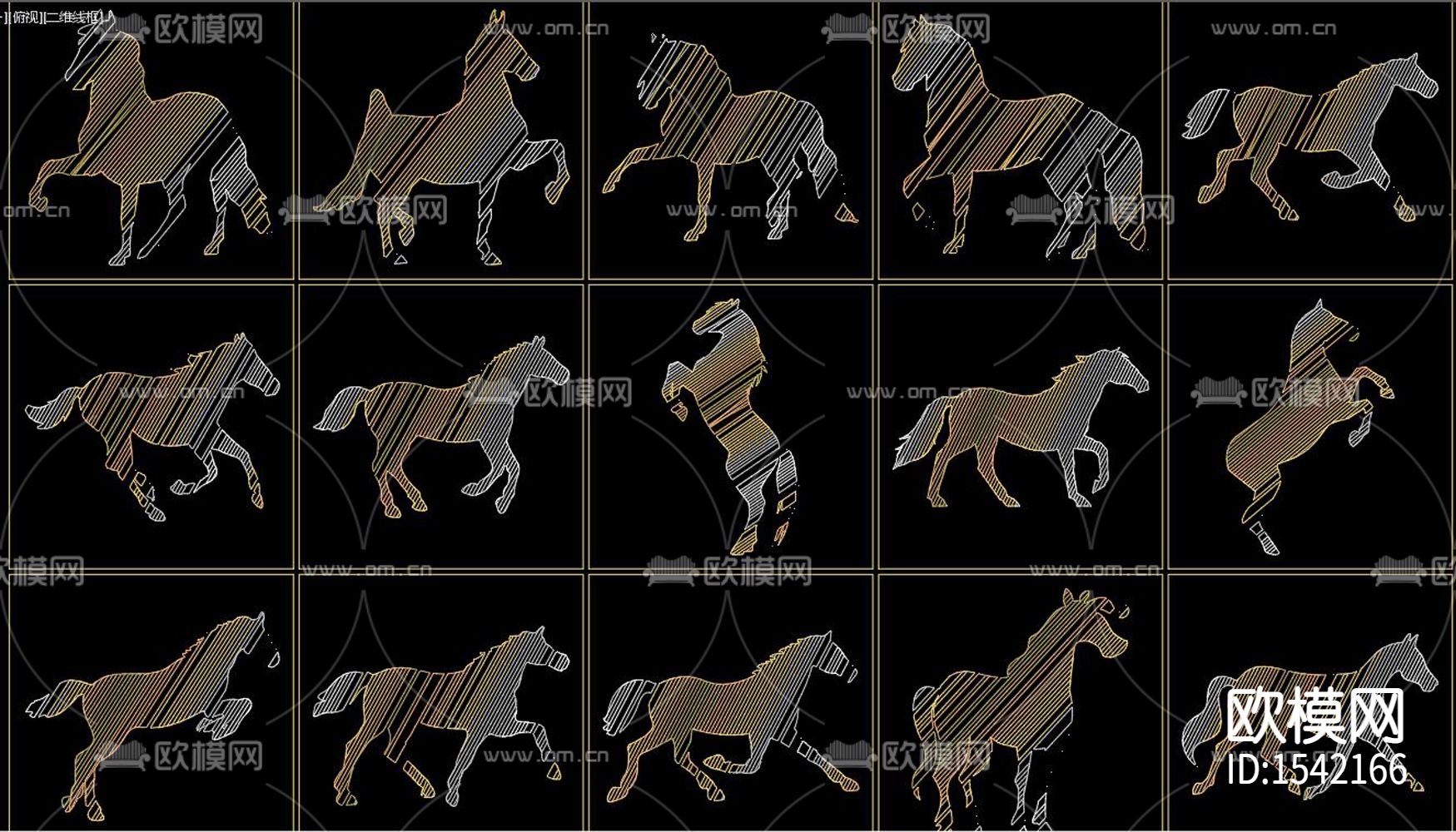 雕刻马cad图库下载（渲染图3）