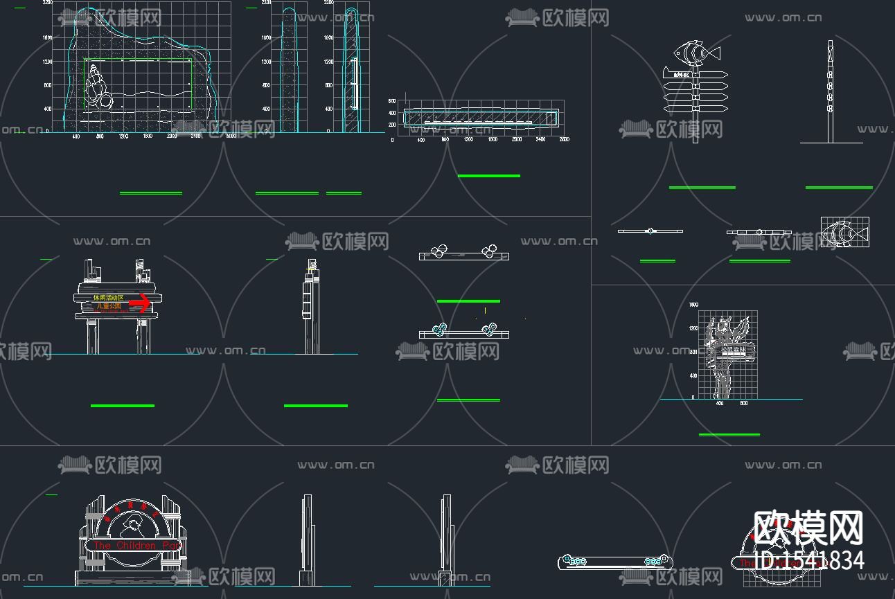 儿童乐园cad施工图-免费3dmax模型库-欧模网