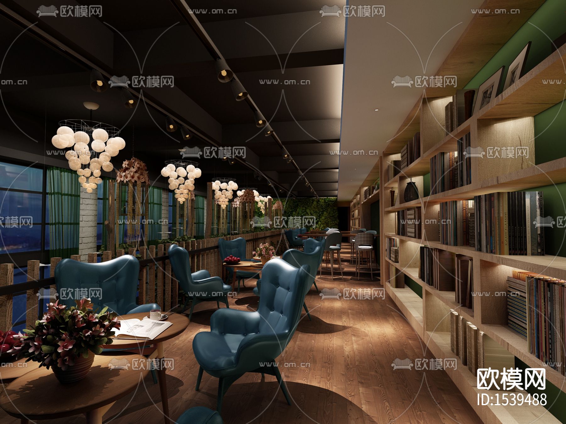 咖啡厅cad施工图下载（渲染图1）