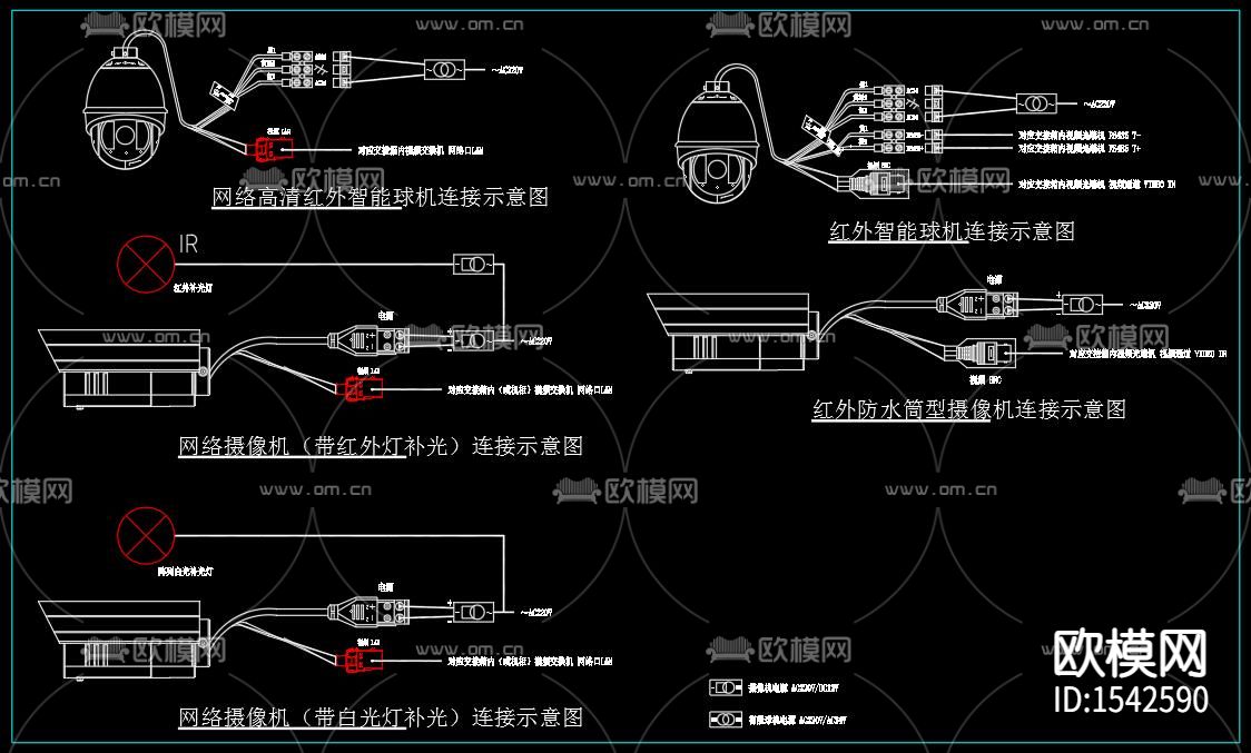 视频监控接线图cad图库下载（渲染图5）