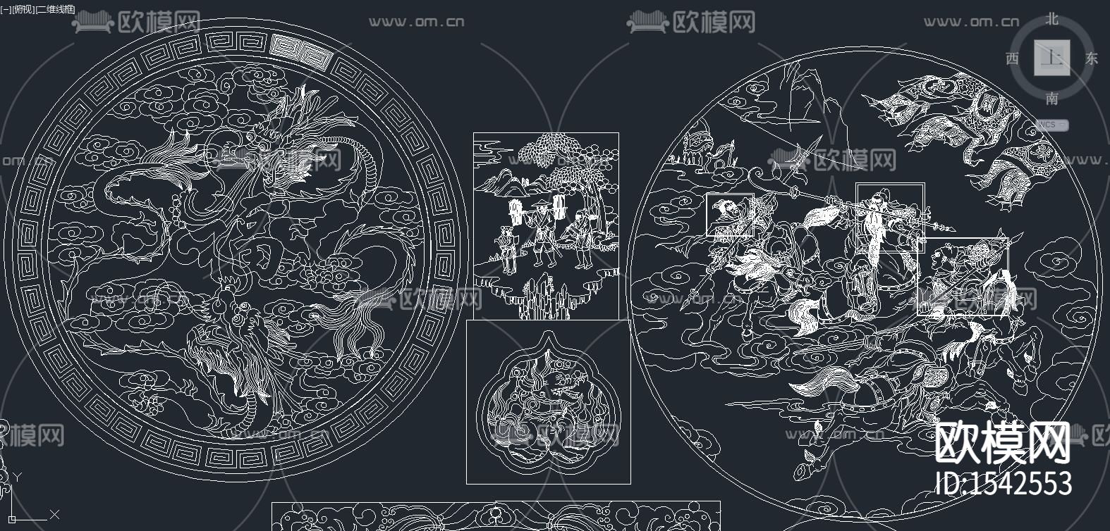 中式雕刻cad图库下载（渲染图3）