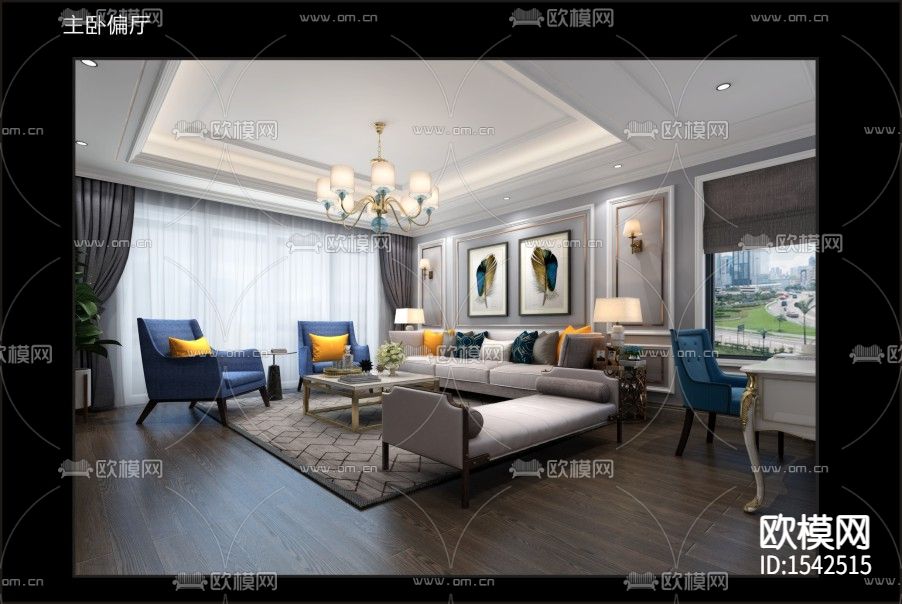 简欧别墅cad施工图下载（渲染图10）