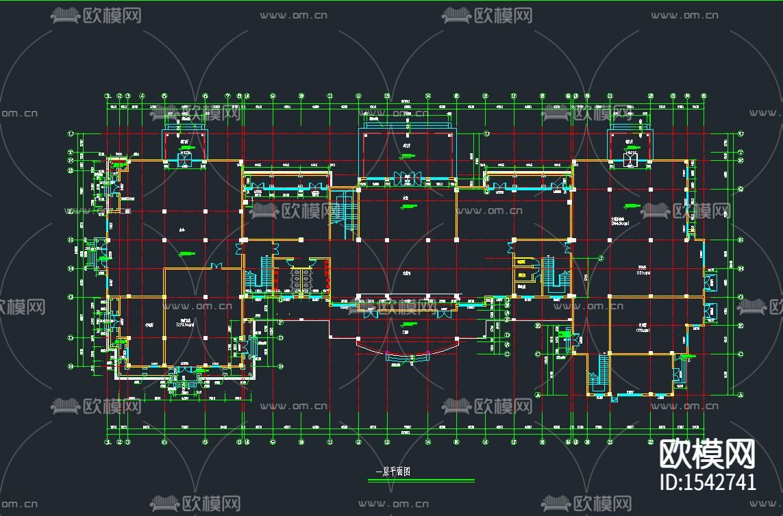 仿古建筑办公楼cad施工图下载（渲染图3）