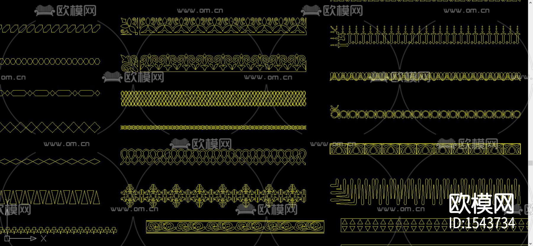 云纹图块cad图库下载（渲染图2）