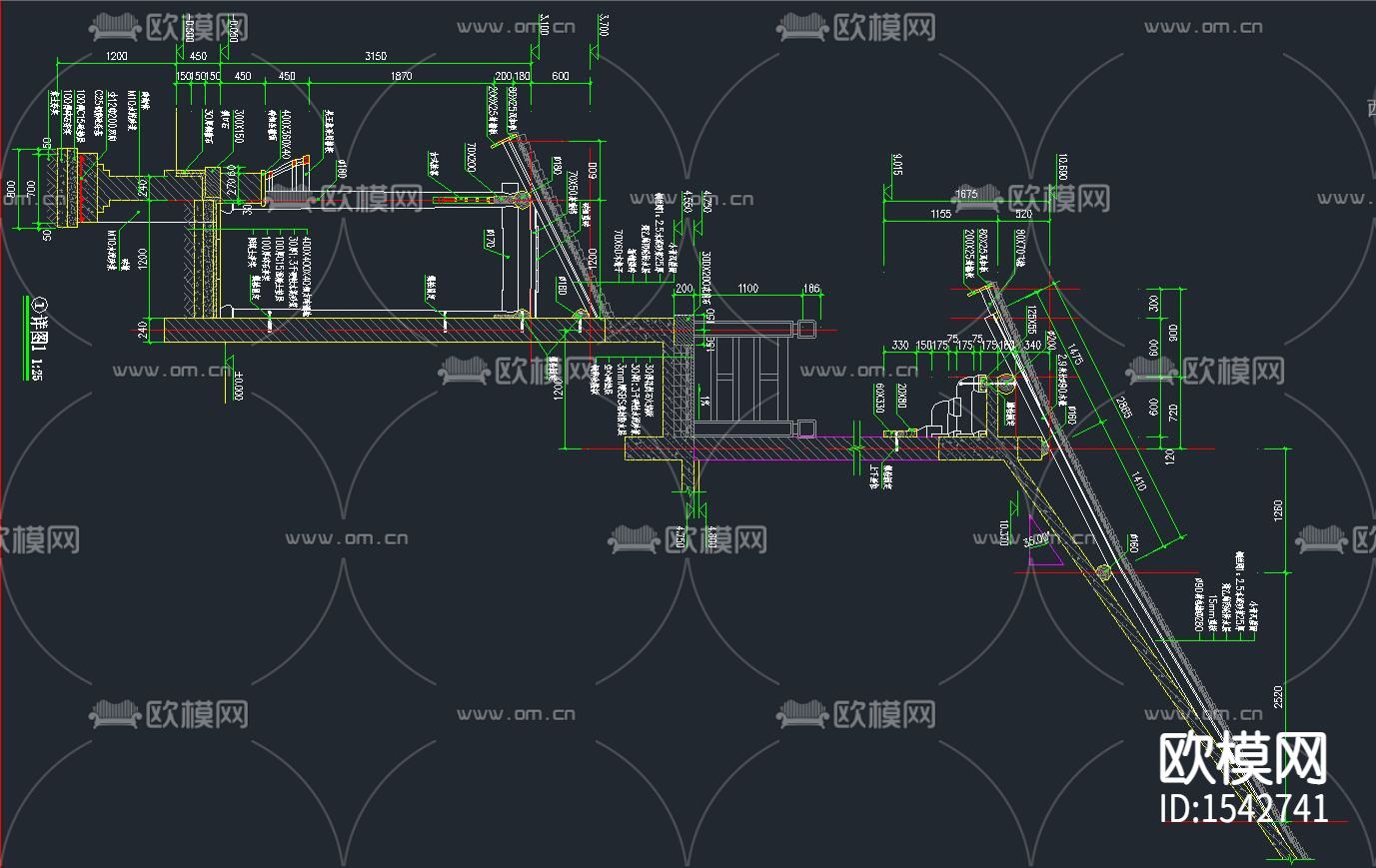 仿古建筑办公楼cad施工图下载（渲染图8）