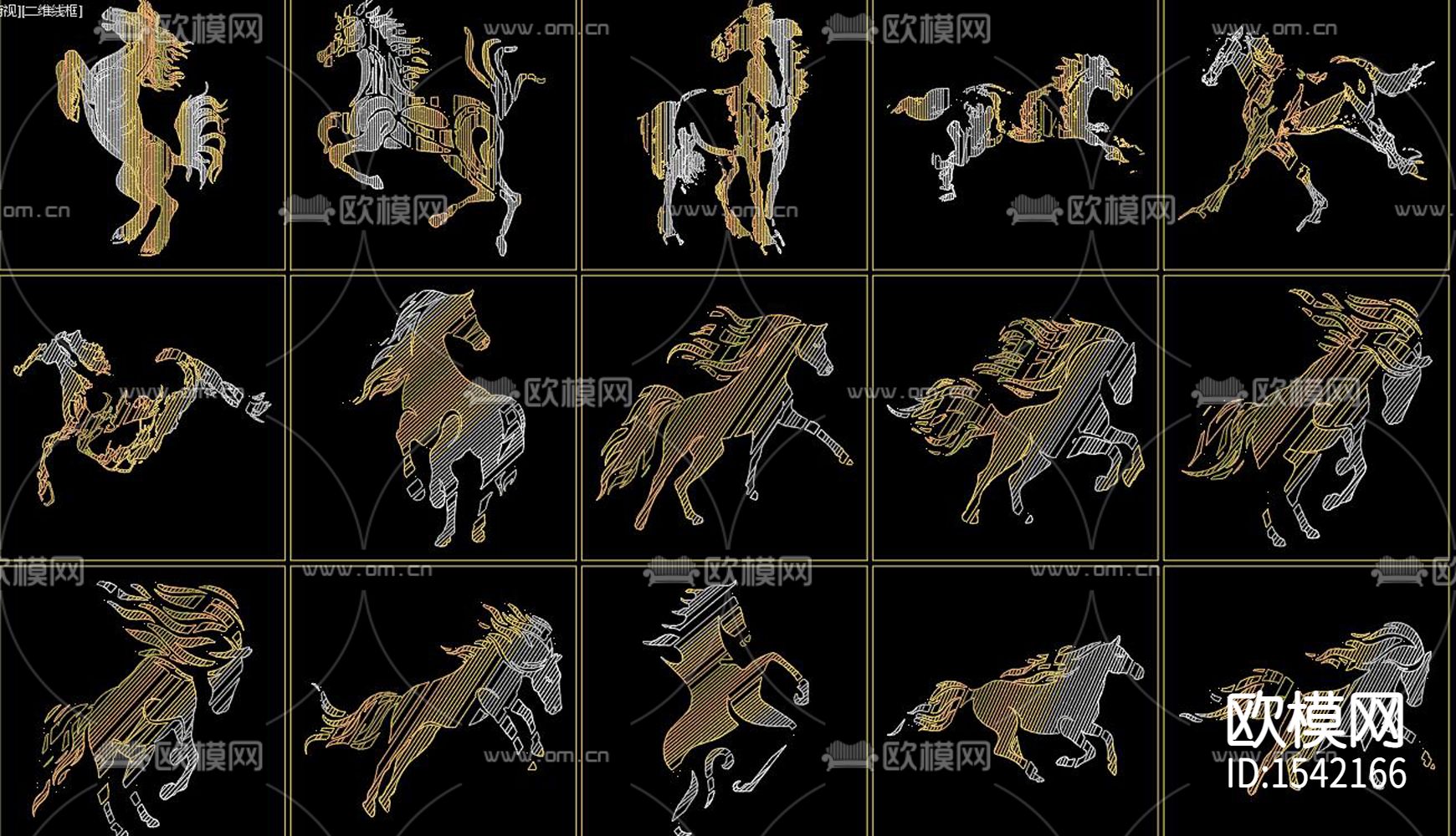 雕刻马cad图库下载（渲染图4）