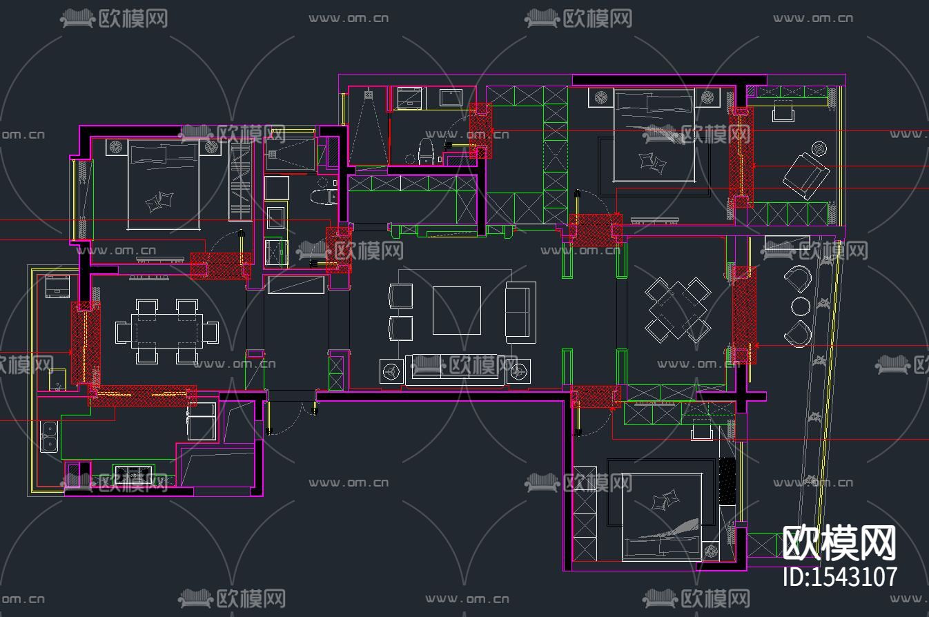 全屋定制cad施工图下载（渲染图2）