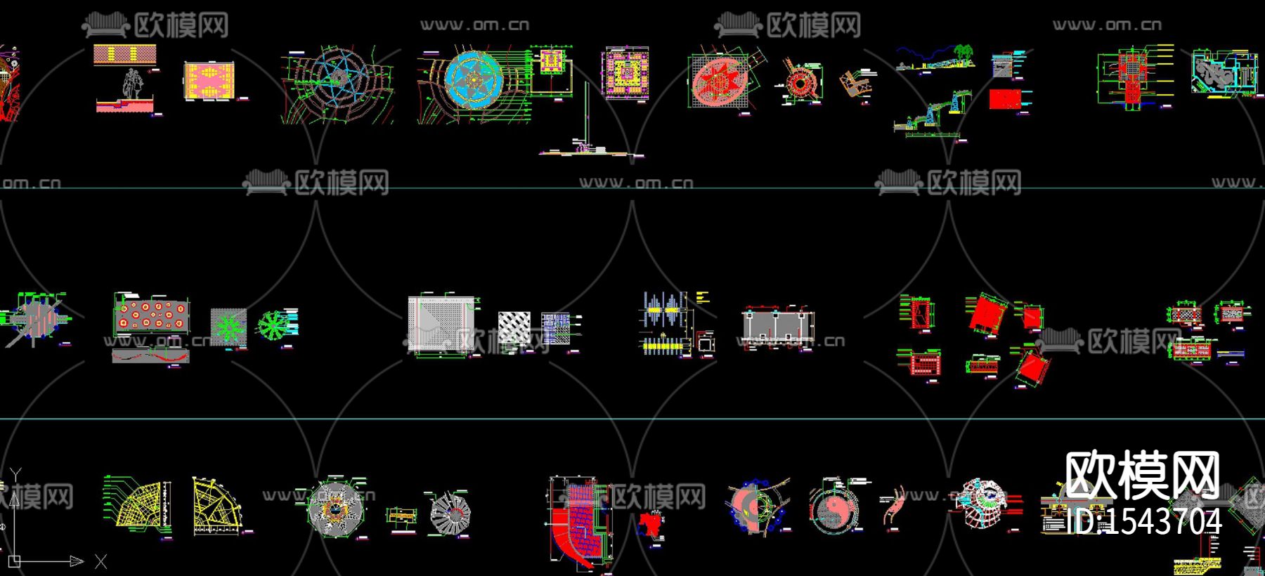 景观铺地图案cad图库下载（渲染图3）