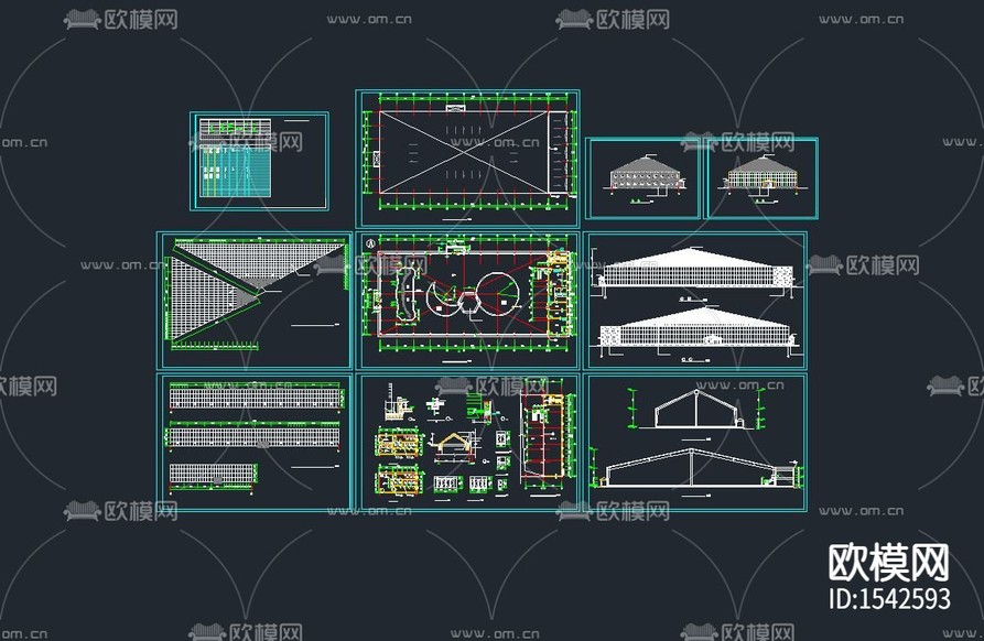海珍品養(yǎng)殖大棚cad施工圖下載(渲染圖9)
