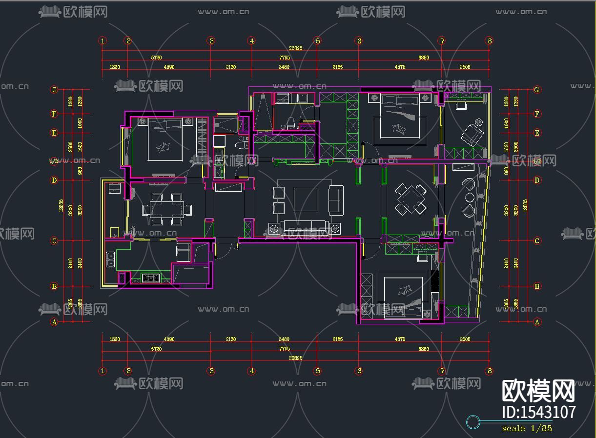 全屋定制cad施工图下载（渲染图1）