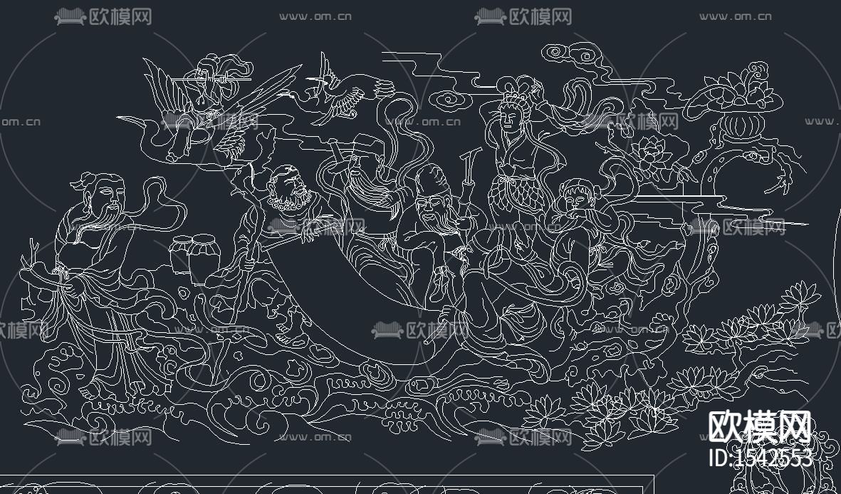 中式雕刻cad图库下载（渲染图2）