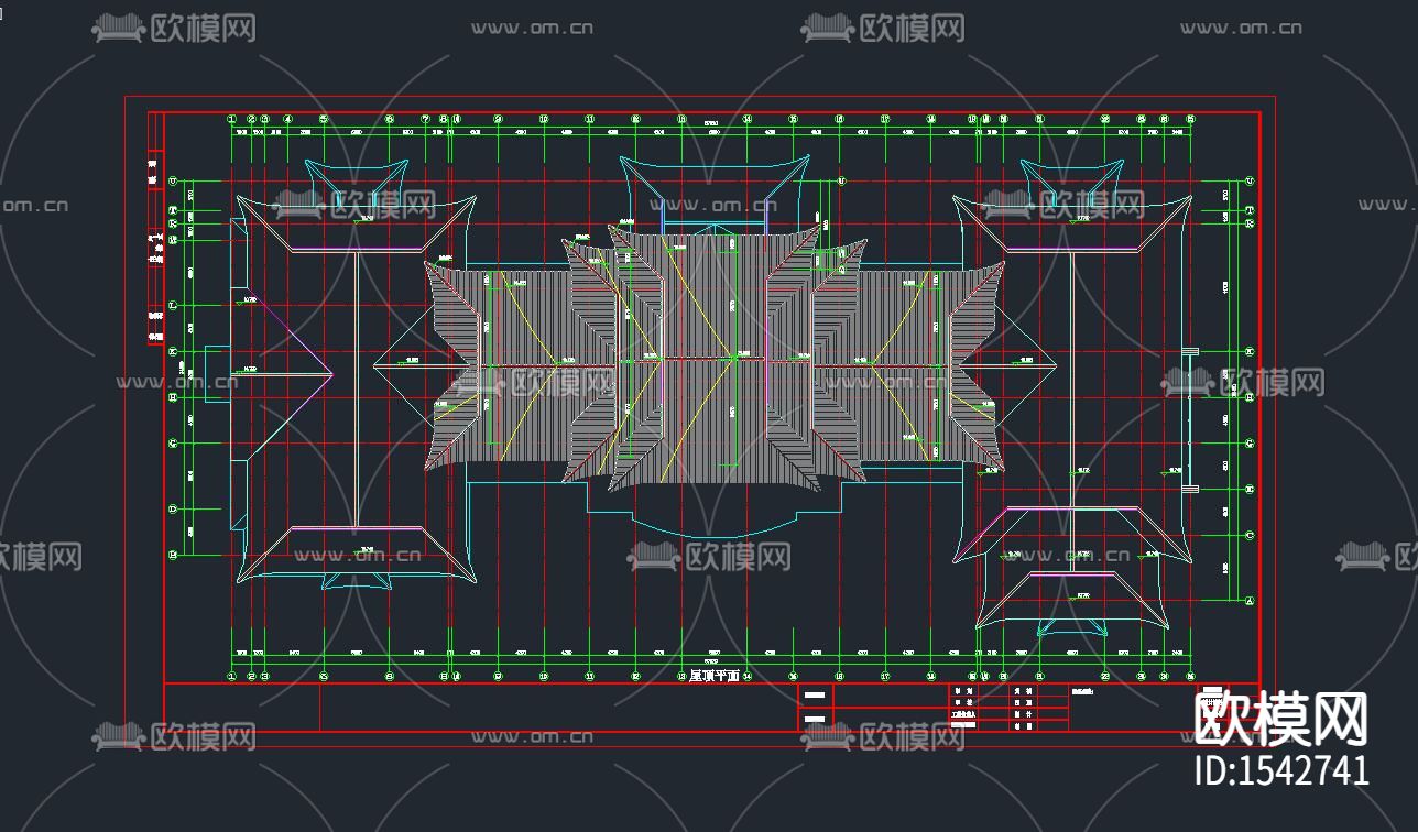 仿古建筑办公楼cad施工图下载（渲染图4）