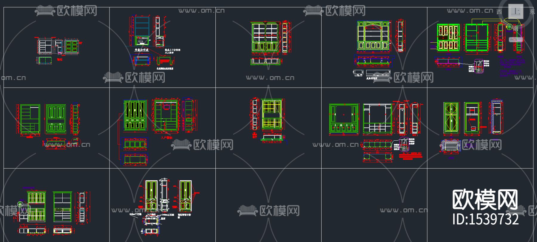 鞋柜cad施工图下载