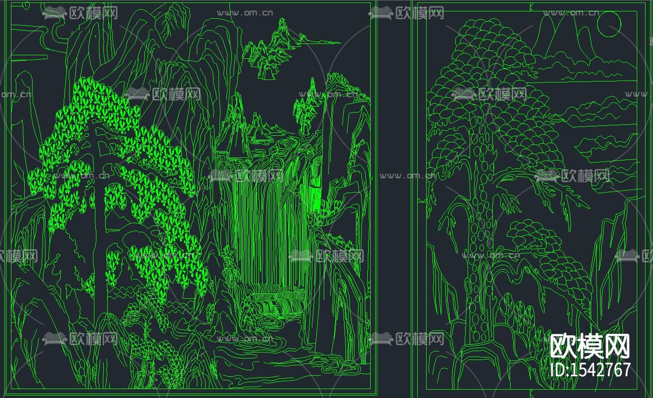 迎客松cad图库下载（渲染图3）