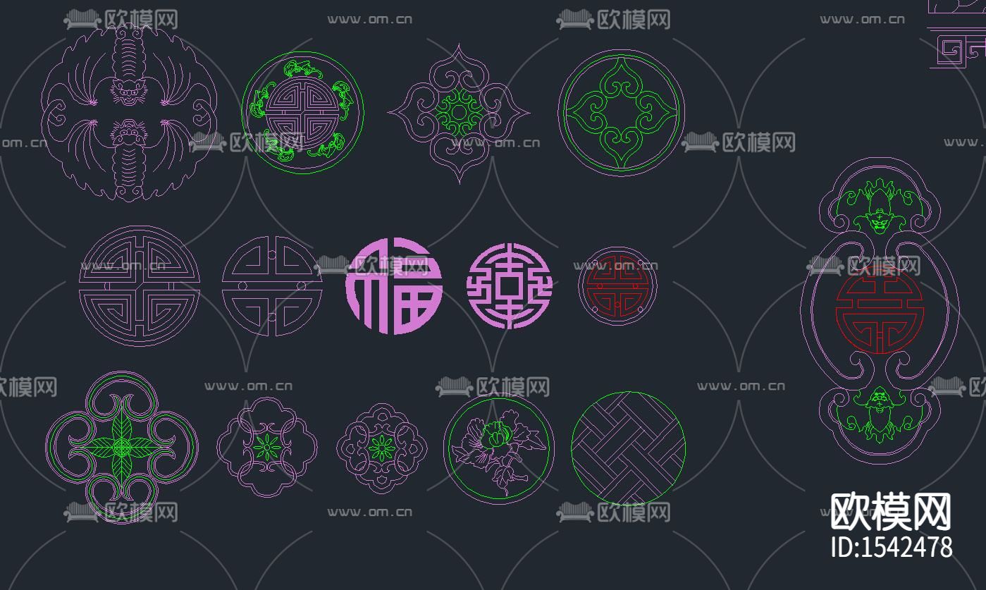 新中式绘图素材cad图库下载（渲染图4）