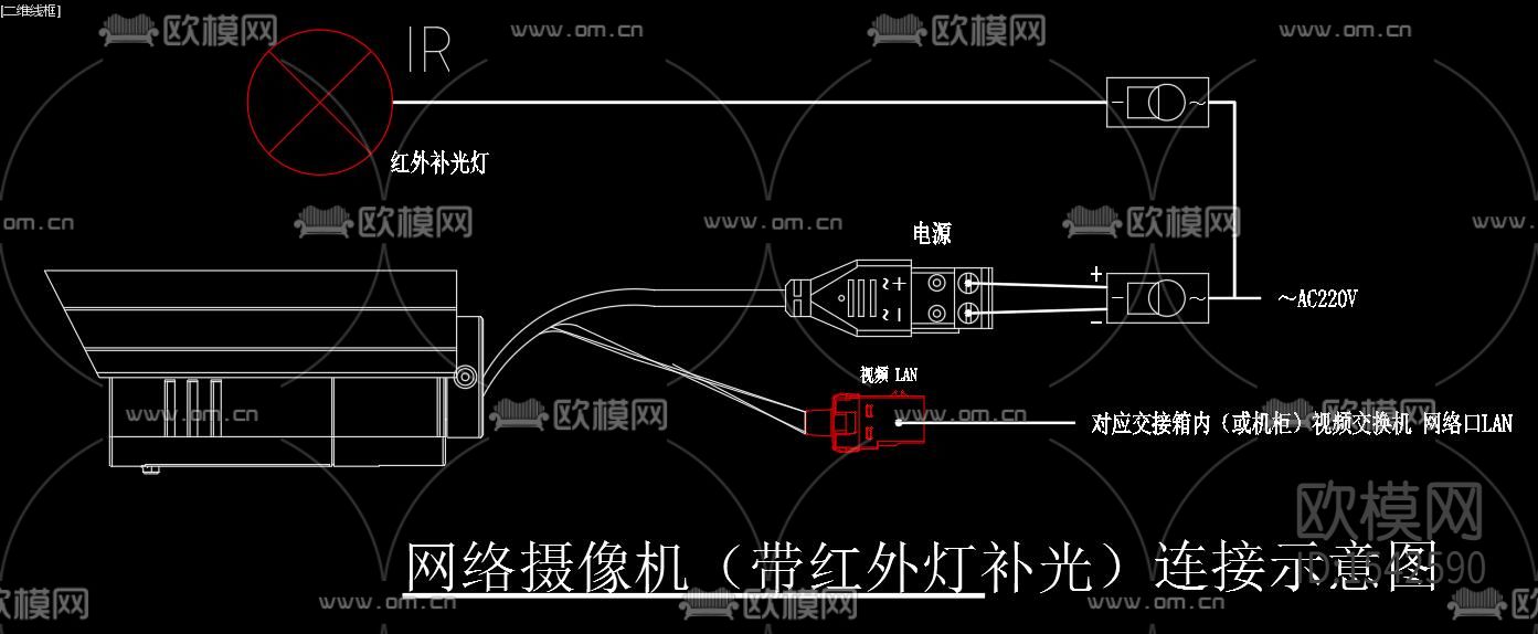 视频监控接线图cad图库下载（渲染图3）