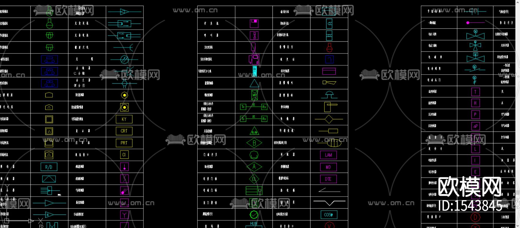 安防系统通用图形符号cad图库下载（渲染图2）
