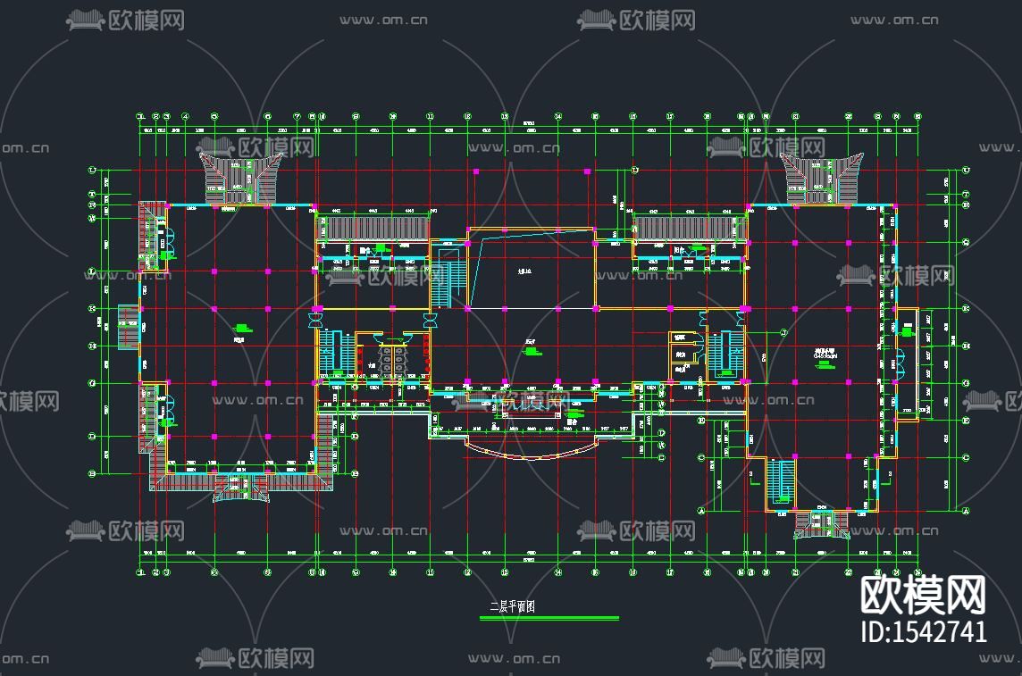 仿古建筑办公楼cad施工图下载（渲染图2）