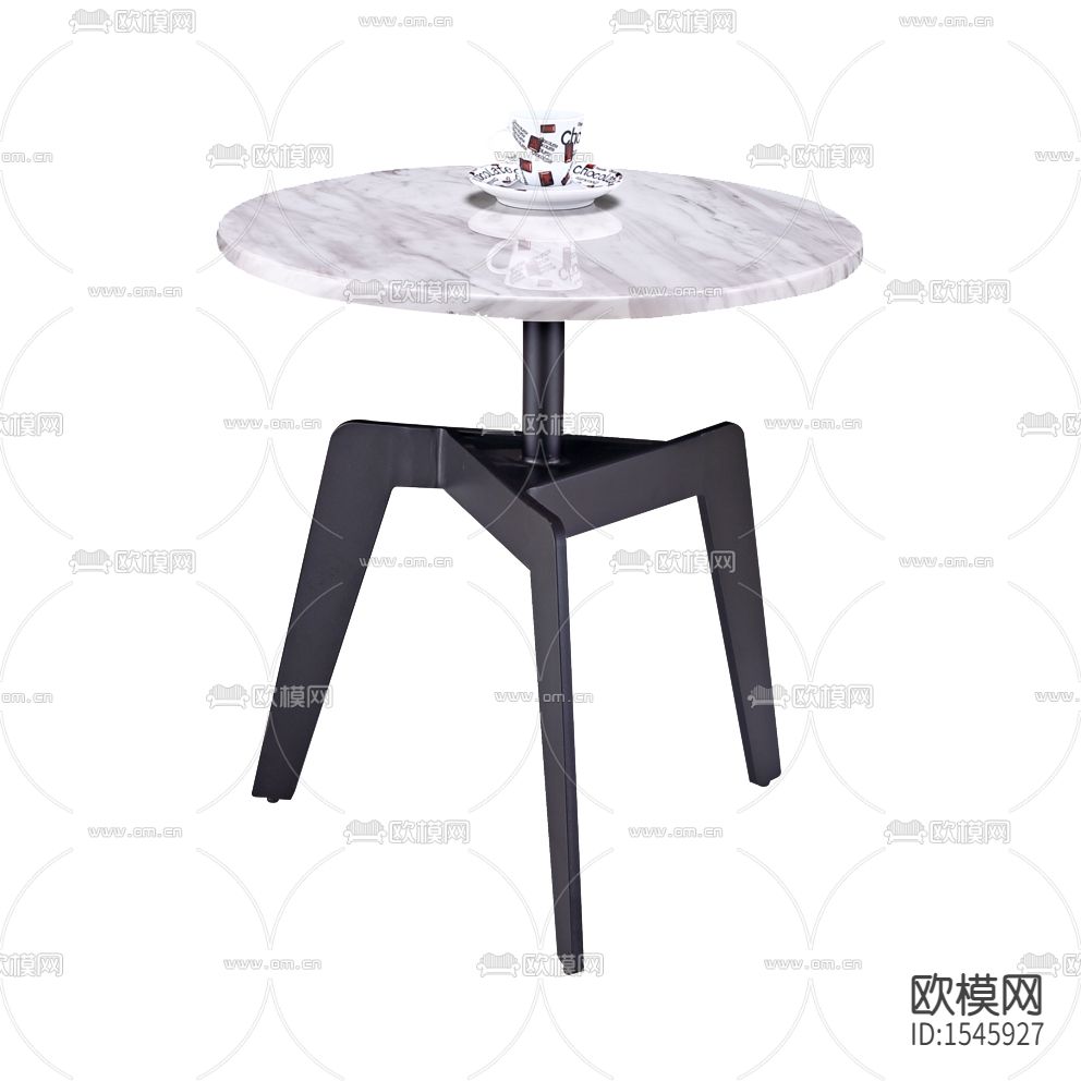 现代简约实木大理石圆几