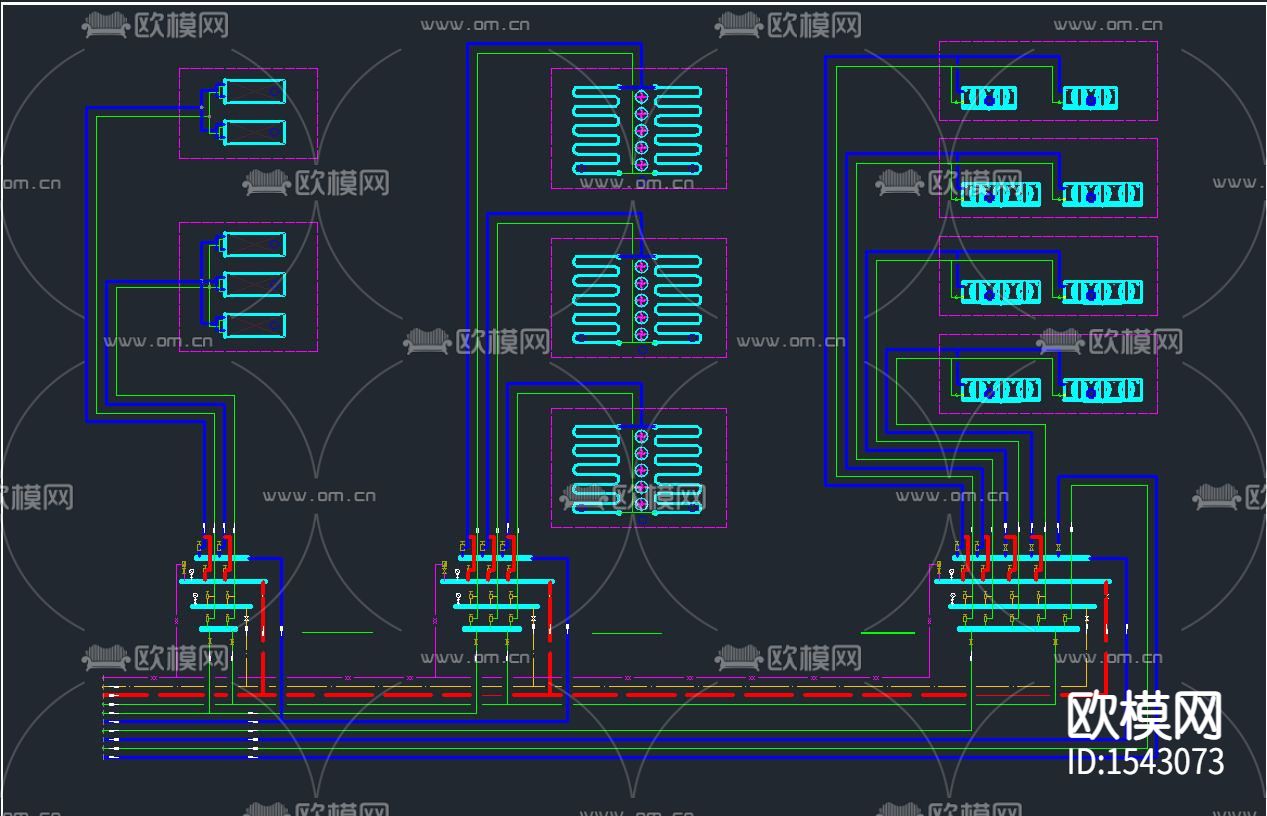 制冷库制冷原理cad施工图下载（渲染图7）