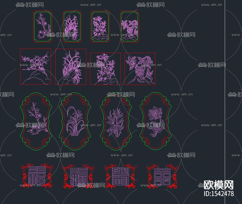 新中式绘图素材cad图库下载（渲染图6）