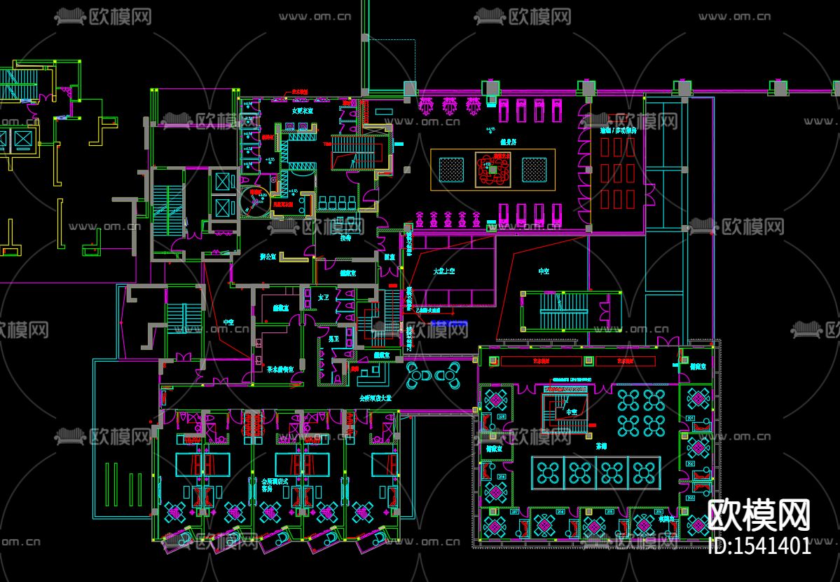 私人会所cad施工图下载（渲染图1）