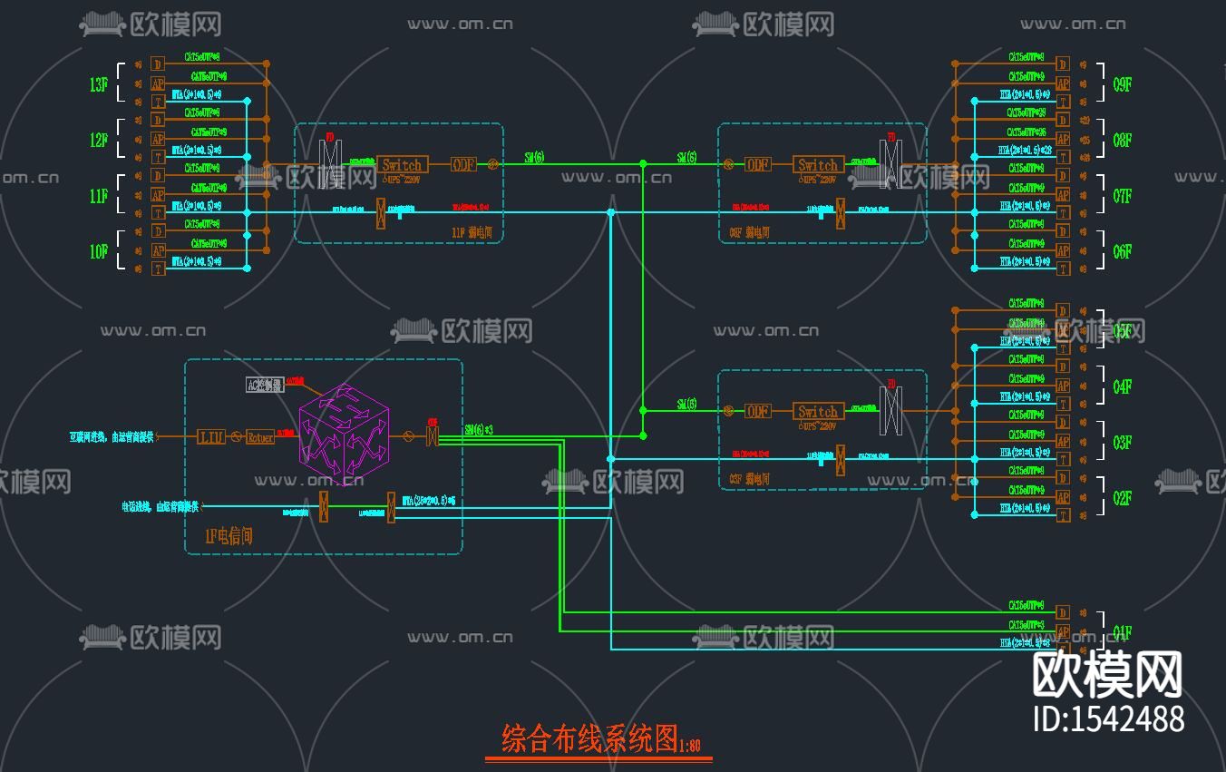 酒店监控cad施工图下载（渲染图3）