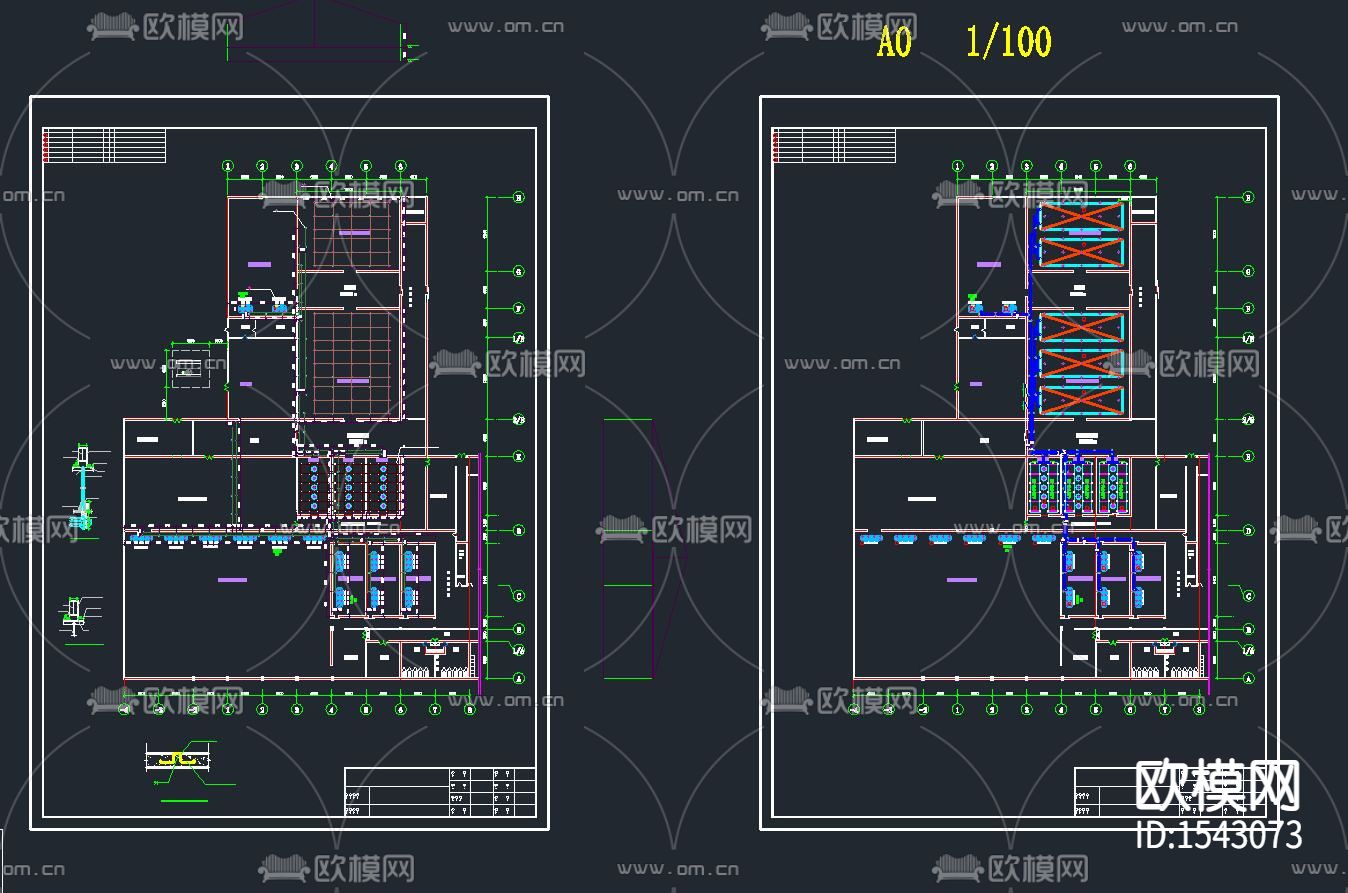 制冷库制冷原理cad施工图下载（渲染图5）