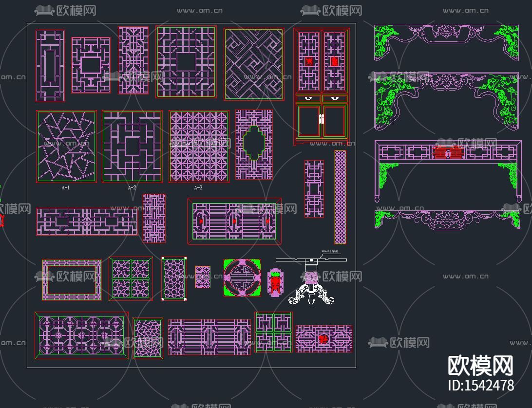 新中式绘图素材cad图库下载（渲染图8）