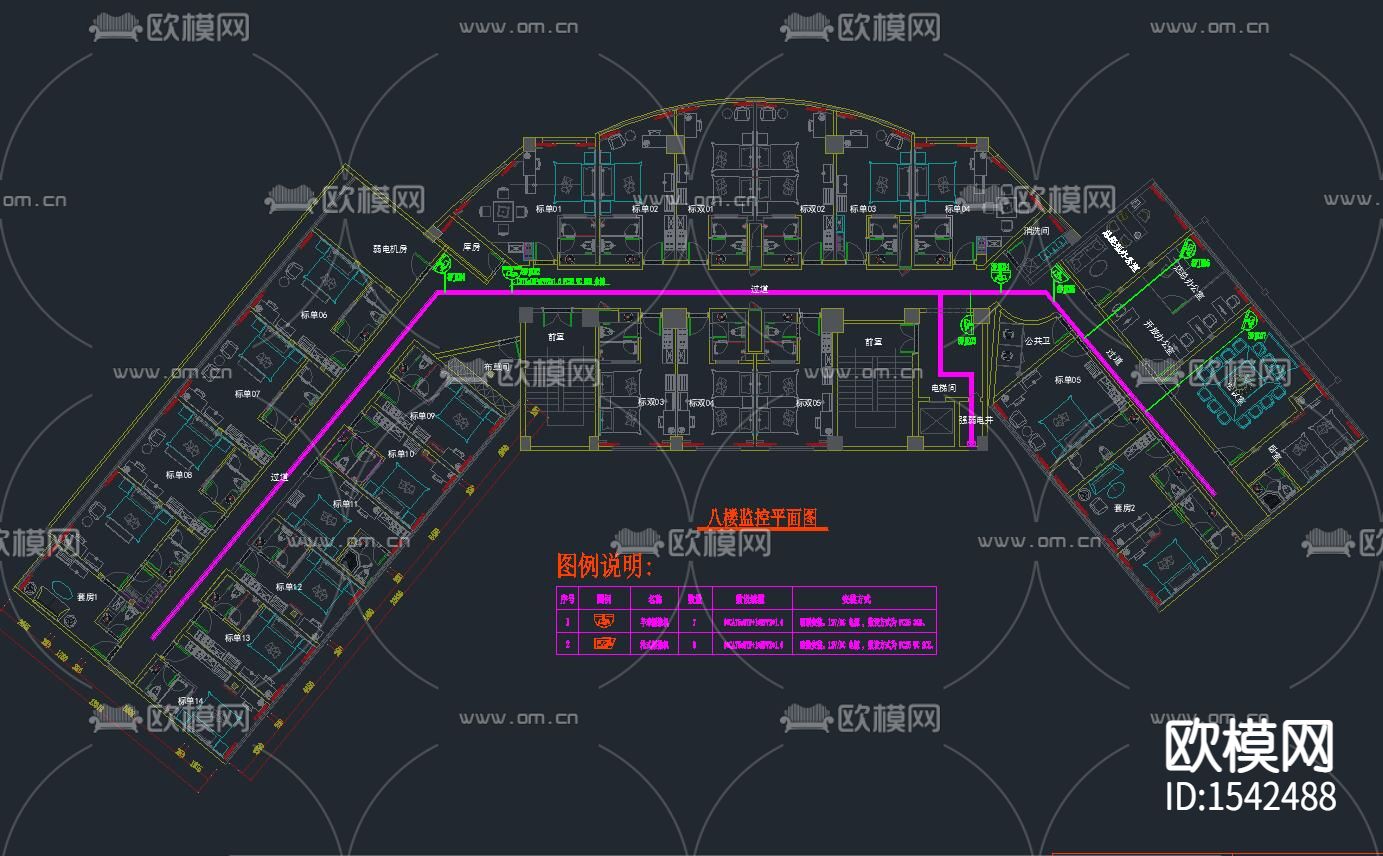 酒店监控cad施工图下载（渲染图5）
