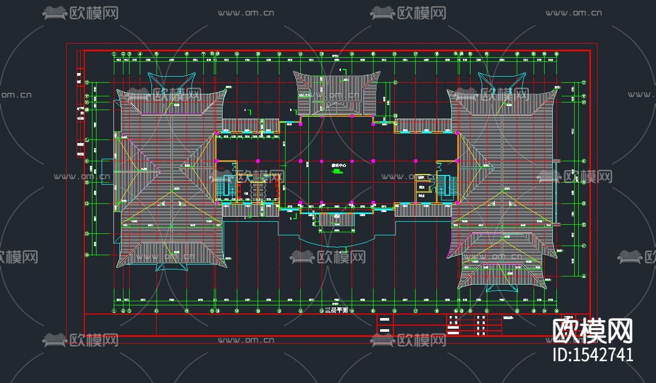 仿古建筑办公楼cad施工图下载（渲染图5）